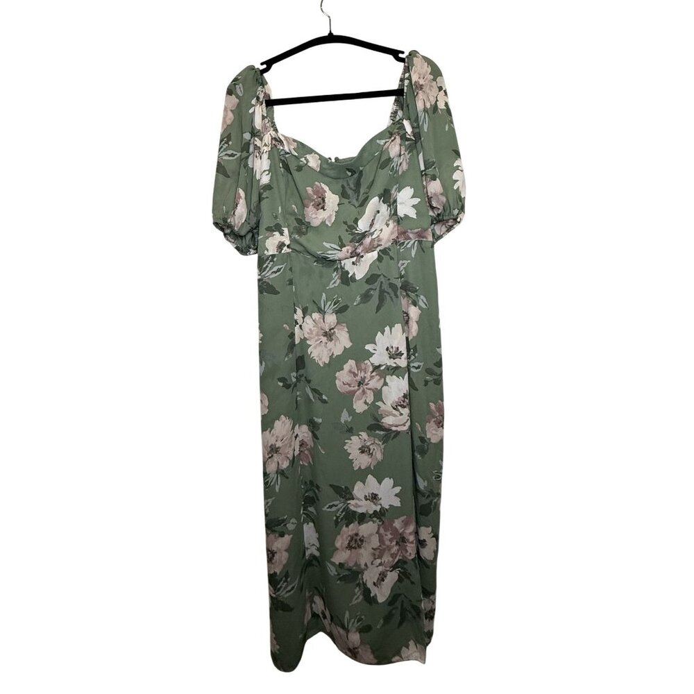 Abercrombie & Fitch Olive Green Floral Midi Dress